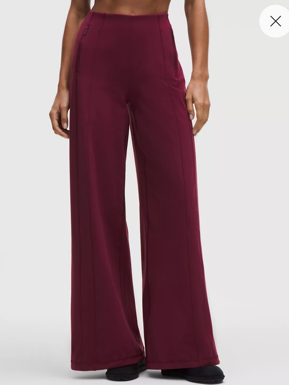 Define High-Rise Wide-Leg Pant Luon Burgundy Bay NWT large